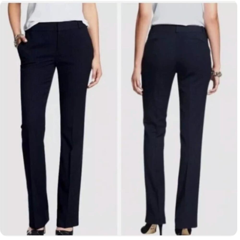 Banana Republic martin stretch flat front navy blue trousers women's size 10
